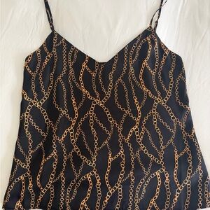 L'AGENCE Black and Gold Chain Print Camisole